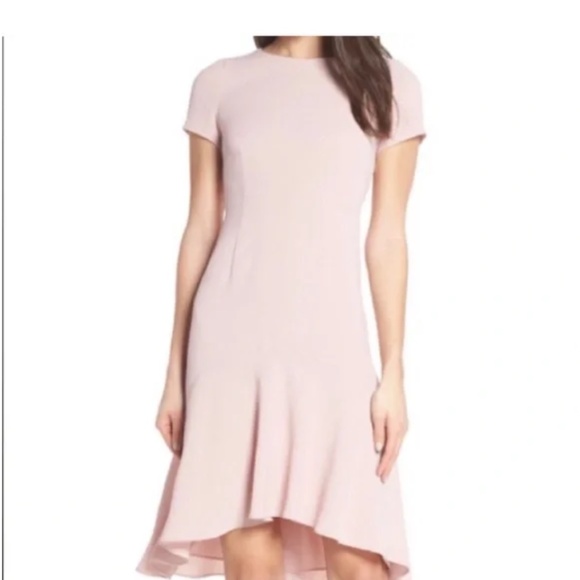 Avec Les Filles Petal Pink Knee Length High Low Flounce Dress -  Size 6 - Picture 2 of 12